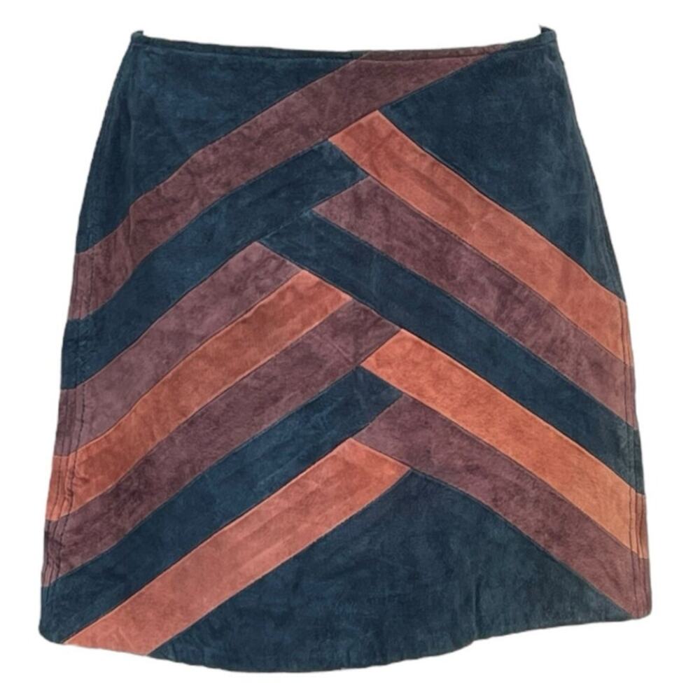 Blank NYC Blue and Brown Suede Midi Skirt